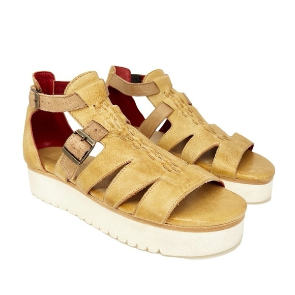 NEW Bed|Stu Ada Cage Size 10 Platform Sandal Leather Cashew Tan Flatform Bedstu - Picture 11 of 11